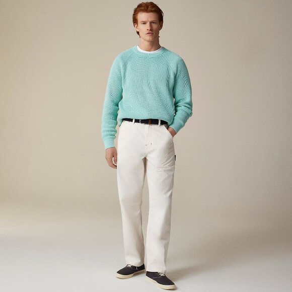 J Crew Sweater Mens Blue Shaker Stitch Crewneck Heritage Ribbed CJ377 - Picture 2 of 6